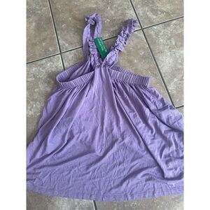NWT United Colors Of Benetton S Knit Halter Tunic Blouse Lavender Purple Ruffle